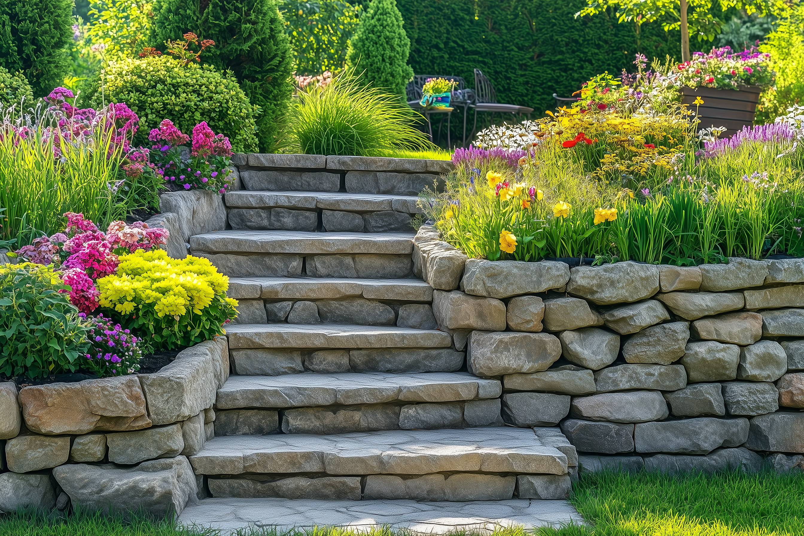 A split-screen image showing the diverse range of irrigation solutions offered by Pacific Irrigation. On one side, a residential backyard with a sprinkler system, and on the other, a commercial landscape with drip irrigation, both thriving and well-maintained.