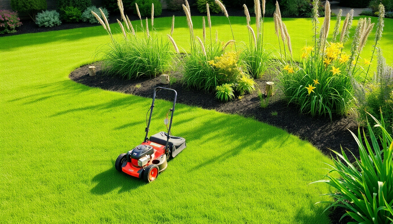A photorealistic image of a Pacific Irrigation representative discussing a free quote with a customer at their property, with a clipboard, a calculator, and garden tools in the foreground, set against a backdrop of an elegant garden.